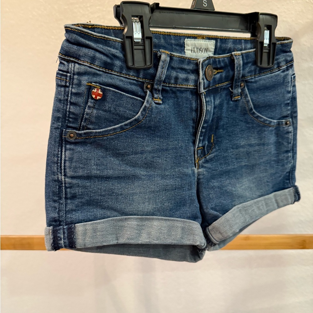 Hudson Jeans Girls Dark Blue Cuffed Denim Shorts, Runs small!